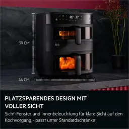 AEG Heißluftfritteuse 11 L Doppelkorb 2 Fächer Airfryer Sichtfenster schwarz — Bild 7