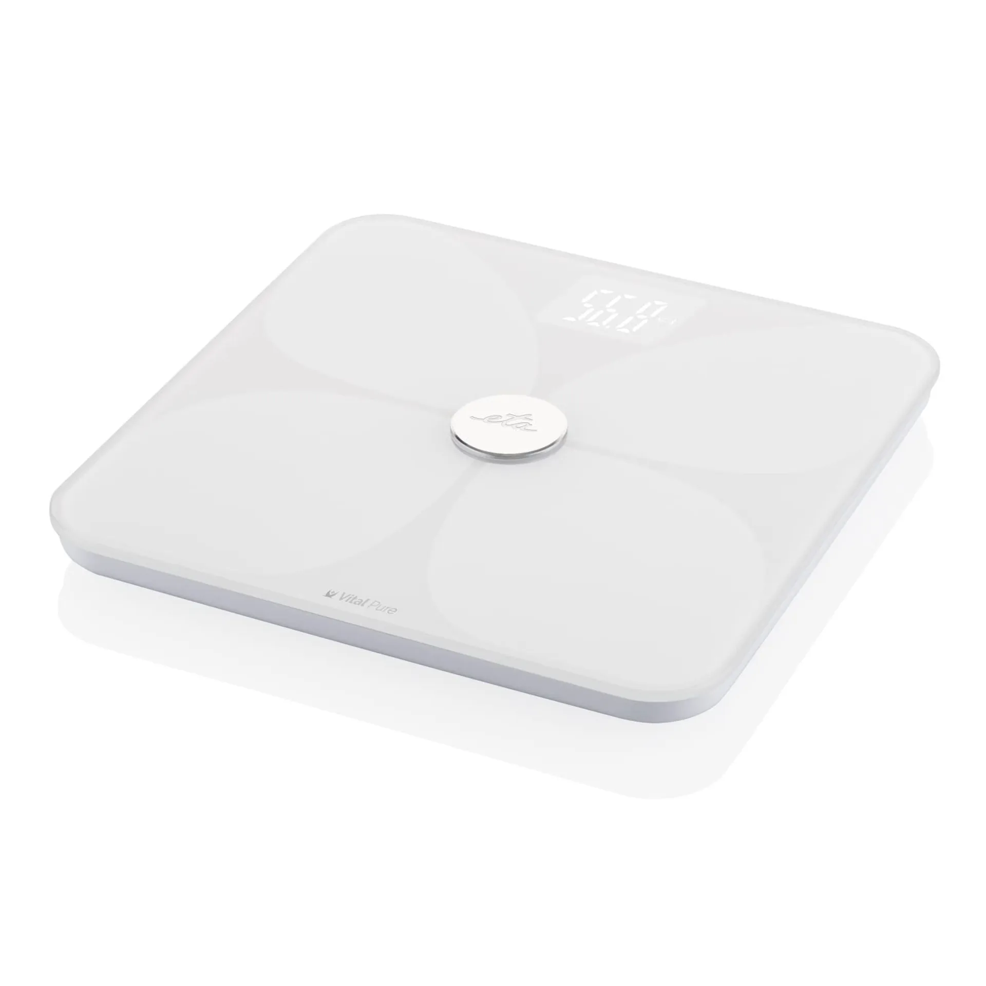 ETA Vital Pure Personenwaage Glas Smart Analyse BMI Körperfett App (inkl. Küchenwaage) weiß