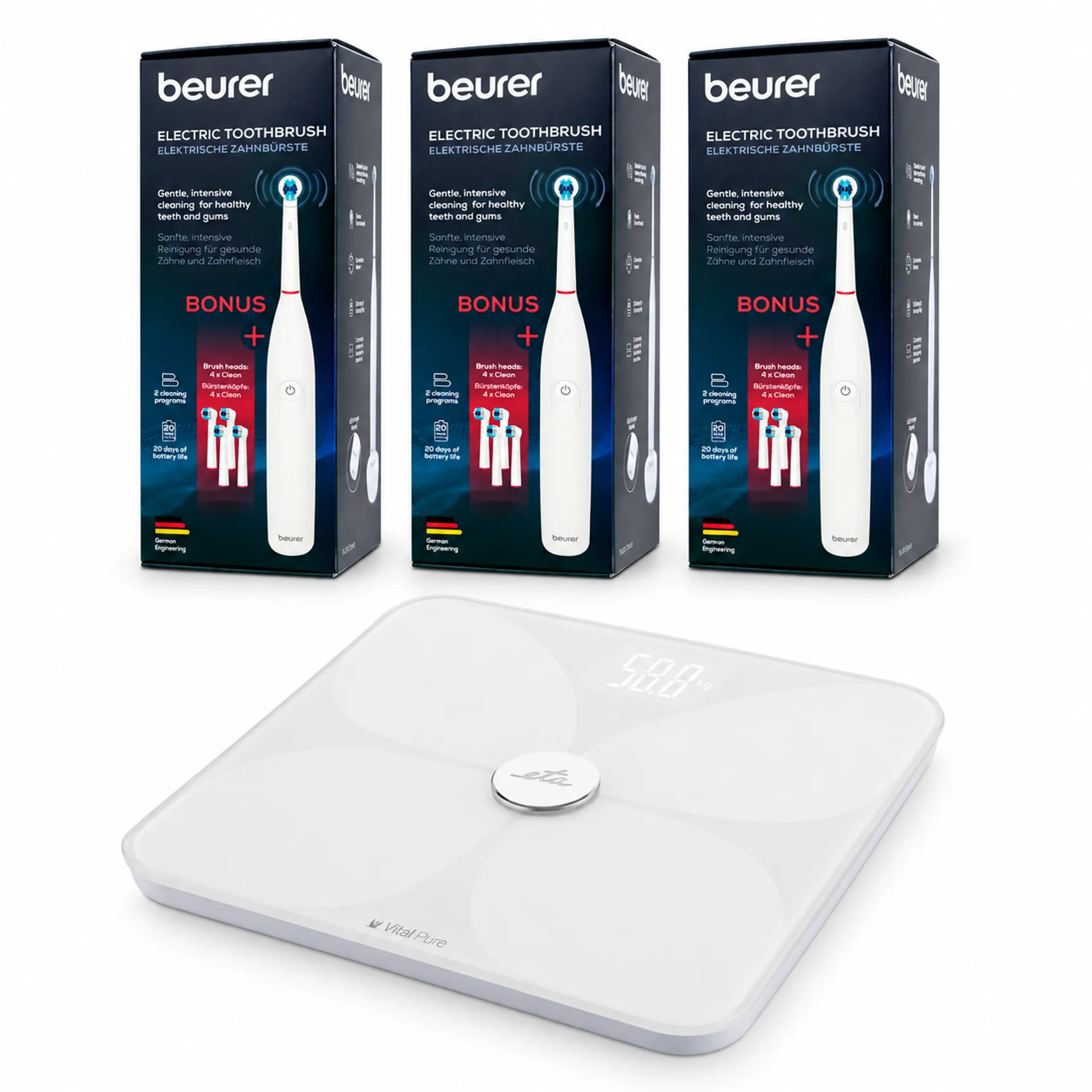 Bundle: ETA Vital Pure Personenwaage + Beurer TB 30 X im 3er-Set