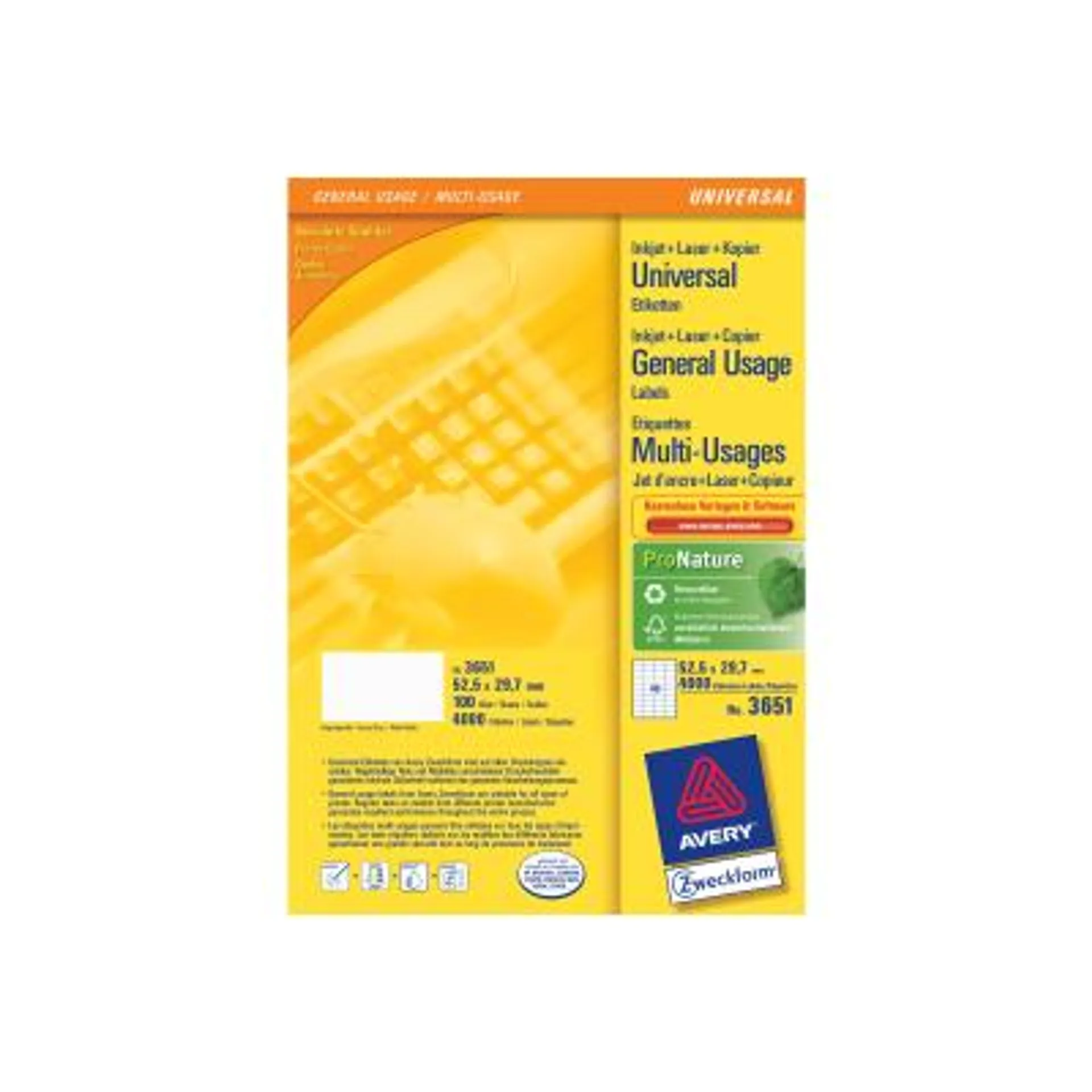 Avery Zweckform, Avery Labels 52,5 x 29,7mm, A4