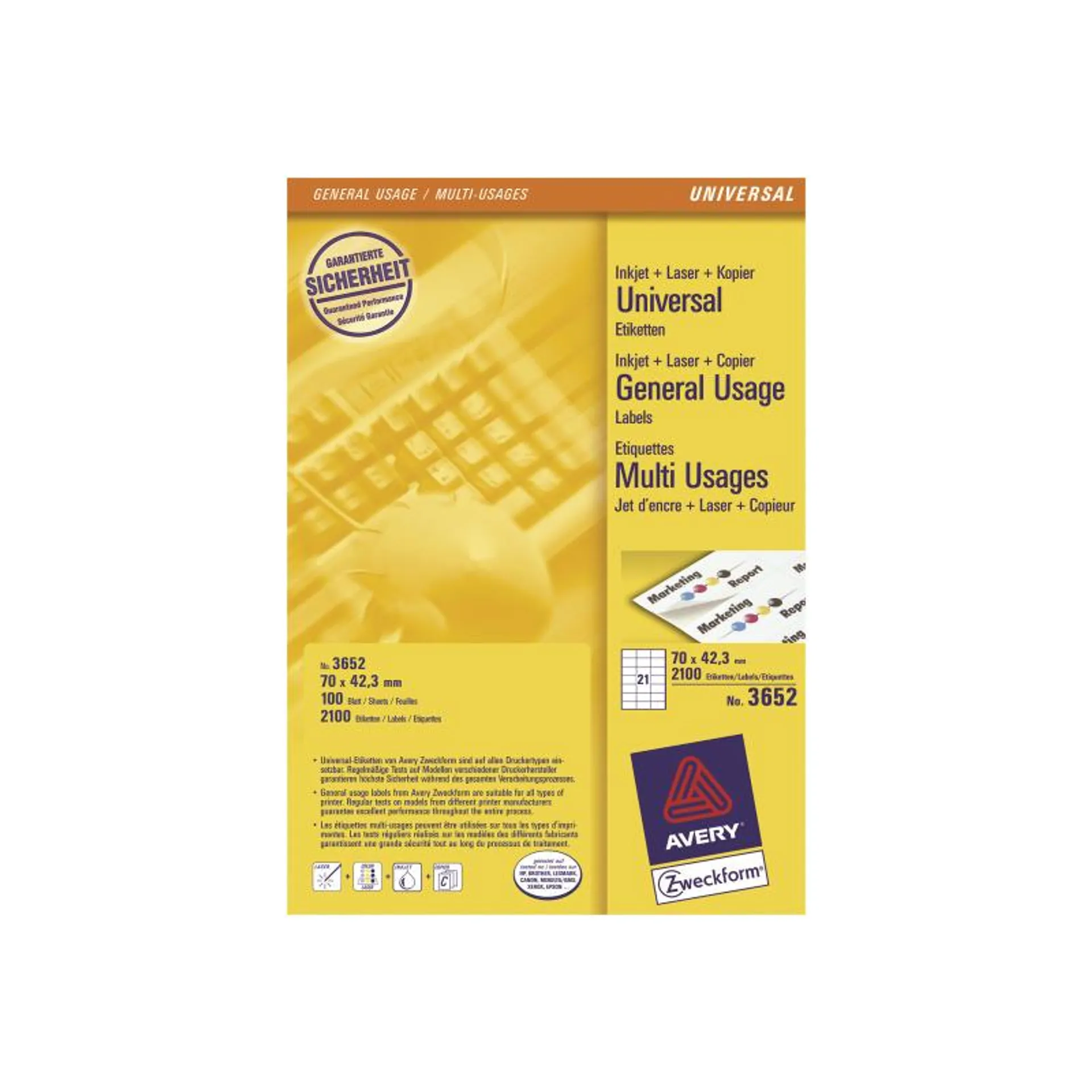 Avery Zweckform, Labels Avery 70 x 42,3mm, A4