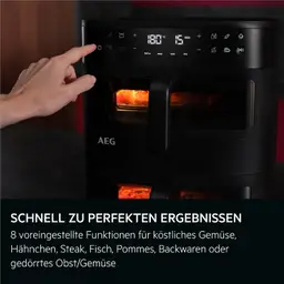 AEG Heißluftfritteuse 11 L Doppelkorb 2 Fächer Airfryer Sichtfenster schwarz — Bild 5