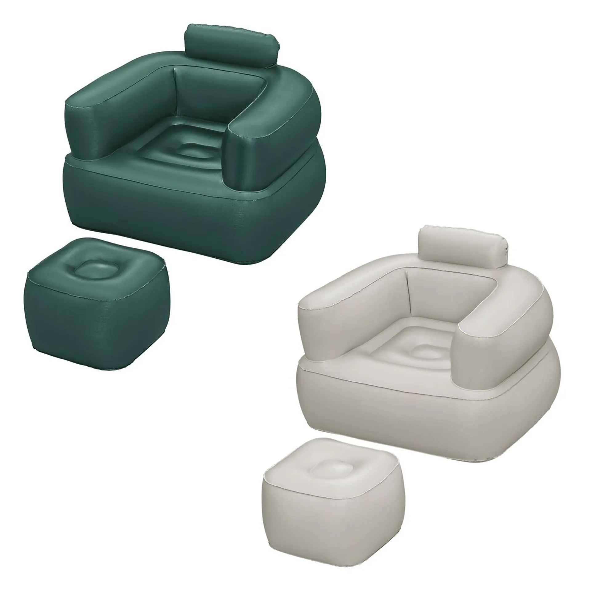 Bestway Sessel Aufblasbar mit Fußstütze Farbwahl 107x99x80/48x48x36 cm Innen 75137
