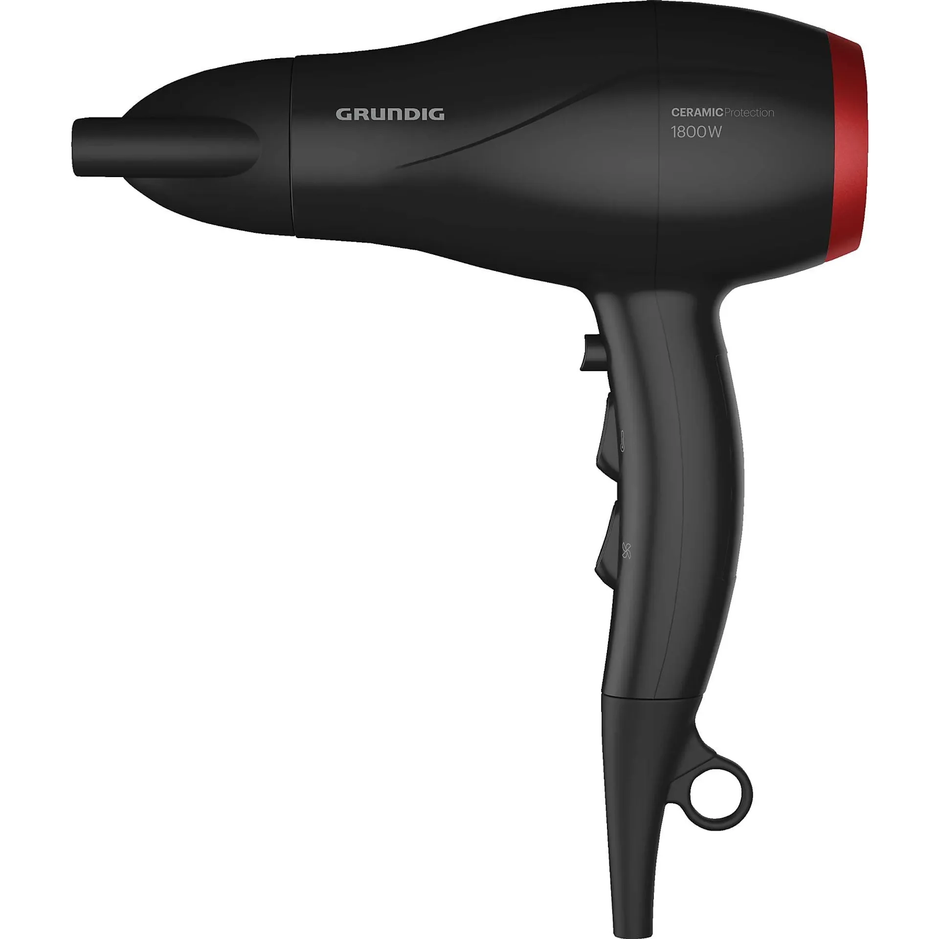 GRUNDIG Haartrockner HD 3700 B – 1800W Föhn mit Keramik-Technologie, 3 Temperaturstufen, leicht