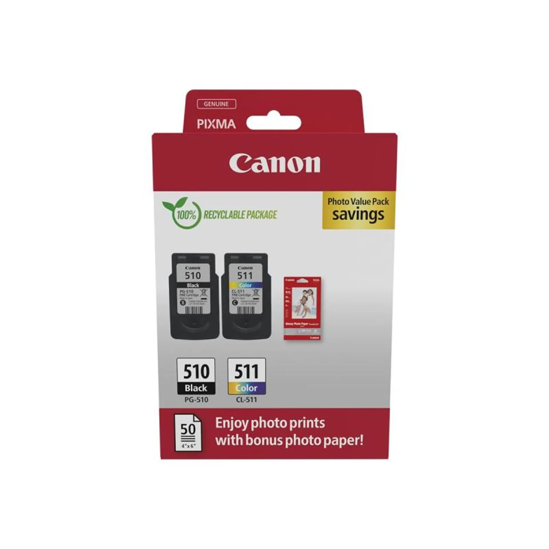 Canon PG-510 CL-511 PG510 CL511 Photo Paper Value Pack 2er-Pack
