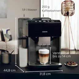 Siemens EQ.500 TQ515D09 Kaffeevollautomat Milchbehälter Keramikmahlwerk schwarz — Bild 2